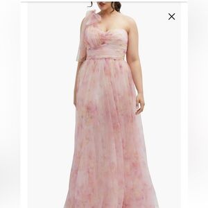 Floral Tulle One-Shoulder Gown